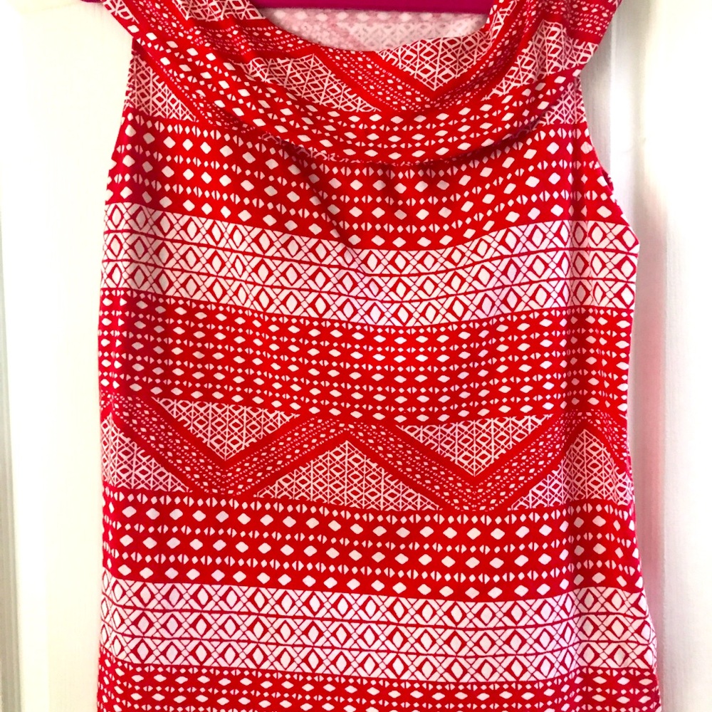 Rafaela Red and White Sleeveless Top Size 1x